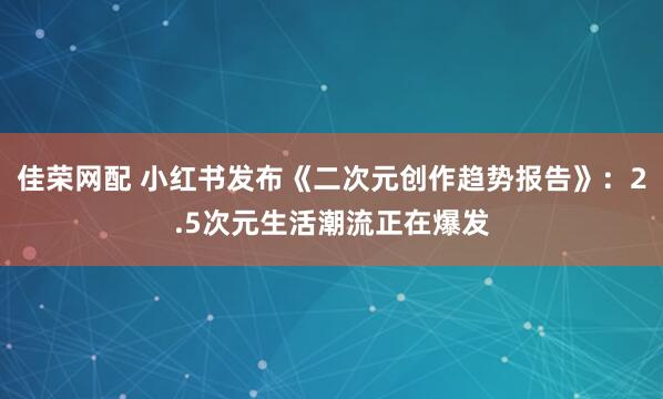 佳荣网配 小红书发布《二次元创作趋势报告》：2.5次元生活潮流正在爆发